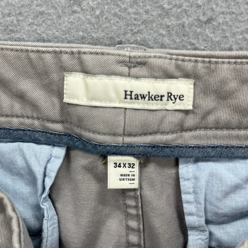 Hawker Rye Chino Pants Mens 34x32 Beige Khaki Slim Stretch Casual Preppy Office